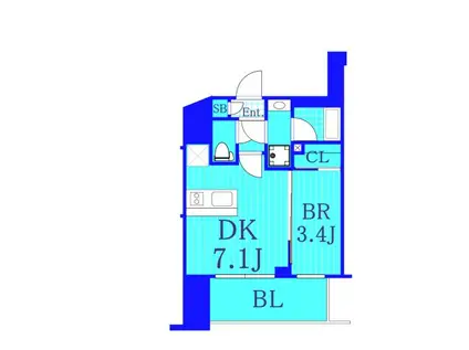 シーフォルム川崎(1DK/10階)の間取り写真
