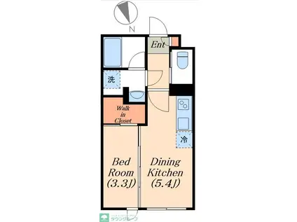 デュオメゾン千住(1DK/2階)の間取り写真