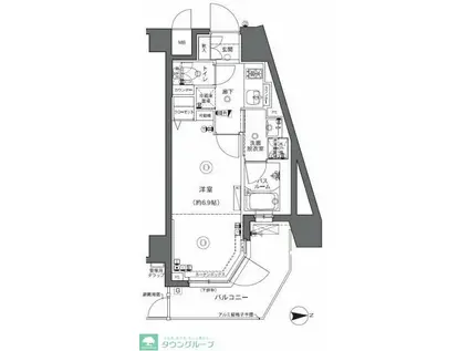 新品きマンション中央2(1K/5階)の間取り写真