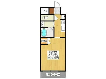 LUXENE UMEKOJI-KYOTONISHIラグゼナ梅小路京都(1K/4階)の間取り写真