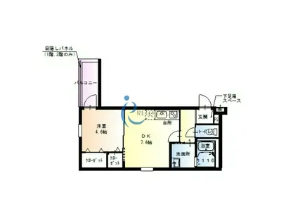 フジパレス湯里III番館(1DK/1階)の間取り写真