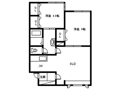 サイレンスコート(2LDK/1階)の間取り写真