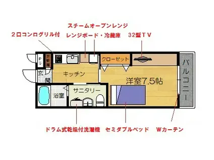 アマテラスI(1K/1階)の間取り写真