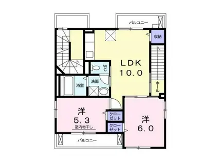 ベルソミー・ソレイル(2LDK/2階)の間取り写真