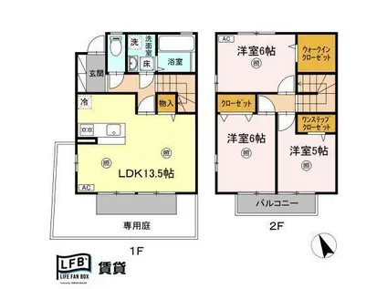 セジュールヴァン(3LDK/1階)の間取り写真