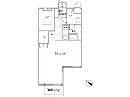 レジディア目黒II(ワンルーム/3階)の間取り写真