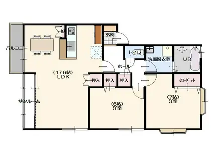クワルテットA(2LDK/1階)の間取り写真