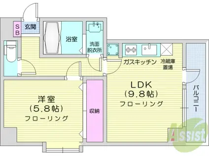 プロムナ-ドII(1LDK/1階)の間取り写真