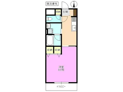 サンシルク21(1K/1階)の間取り写真