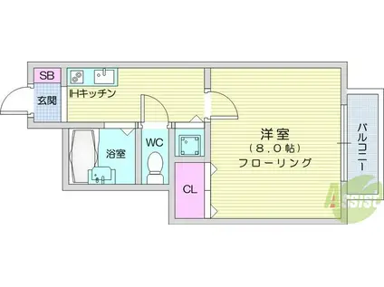 ART弥生町ヒルズ(1K/1階)の間取り写真