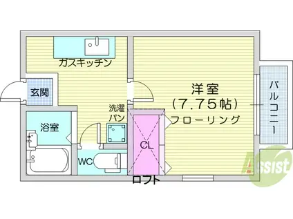 ライフハウス(1K/2階)の間取り写真