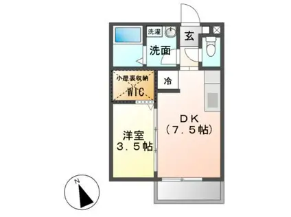 プレーヌハイツ(1DK/2階)の間取り写真