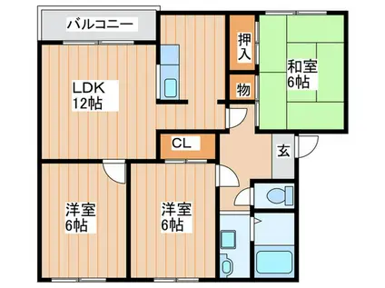 クィーンズコートC棟(3LDK/1階)の間取り写真