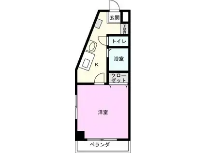 アップヒルズ(1K/1階)の間取り写真