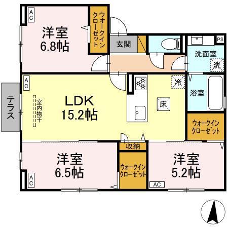 D-ROOM若草(3LDK/1階)の間取り写真