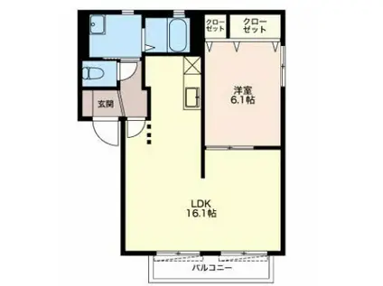 アイムアサヒ C(1LDK/2階)の間取り写真