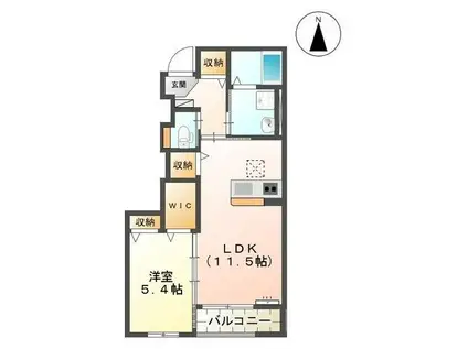 シェルル・ロココ 大津(1LDK/1階)の間取り写真