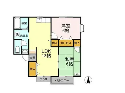 アビタシオンII(2LDK/1階)の間取り写真