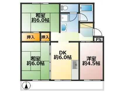 清水が丘コーポラス(3DK/5階)の間取り写真