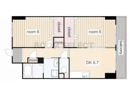 カーサスギトピア(2DK/7階)の間取り写真