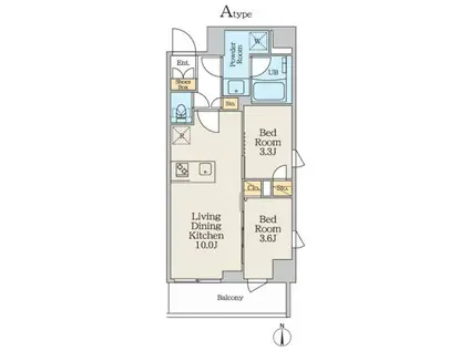 クレストコート本所吾妻橋ノース(2LDK/7階)の間取り写真
