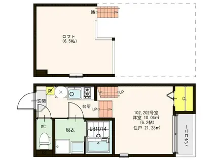 ディーラ塩原(1K/1階)の間取り写真