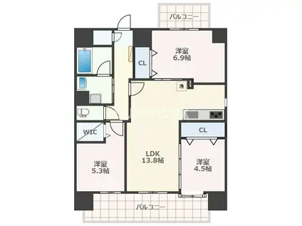 ヒルクレストELGRAND大江(3LDK/10階)の間取り写真