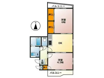 プレセントM(2DK/4階)の間取り写真