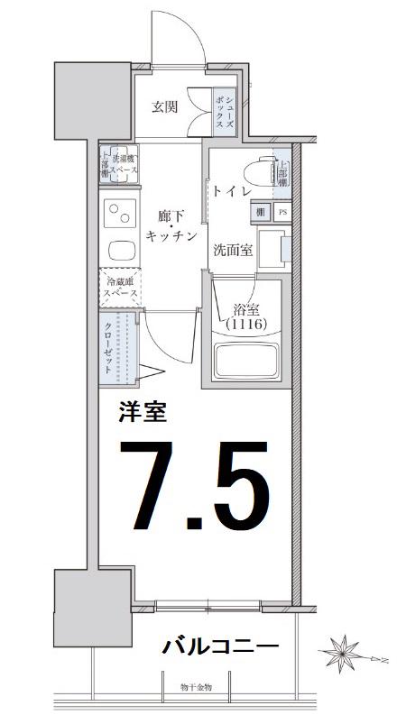 パークアクシス名古屋山王橋(1K/6階)の間取り写真