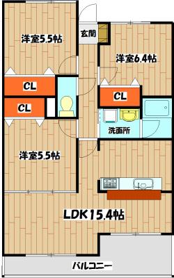 ルミナスベガ(3LDK/3階)の間取り写真