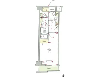 スカイコートグレース新宿中落合(1K/1階)の間取り写真
