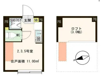 グラン千住仲町(ワンルーム/1階)の間取り写真