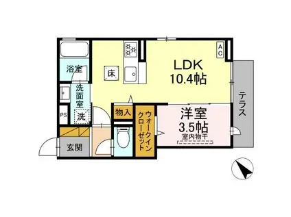 アップルベリーフィールド(1LDK/1階)の間取り写真