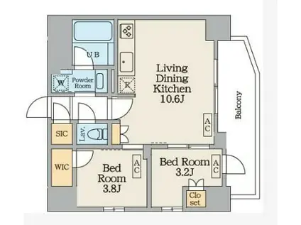 GARDEN XAVIS南蒲田(2LDK/10階)の間取り写真