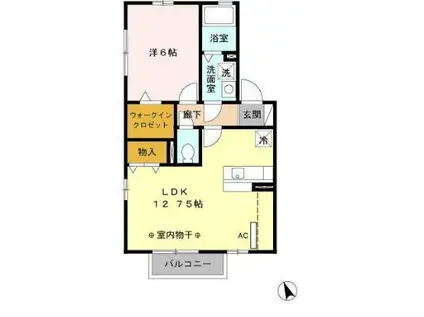 シエルハウス(1LDK/2階)の間取り写真