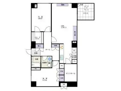 東高ペアシティルネッサンス(2LDK/5階)の間取り写真