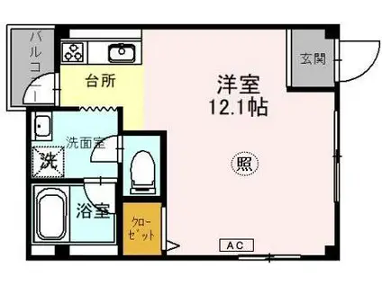 プレイスハイツ青谷(1K/2階)の間取り写真