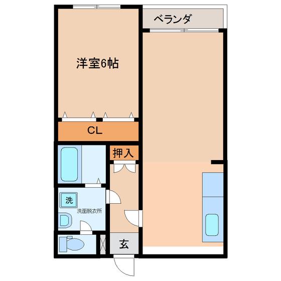 ティファニーII(1LDK/1階)の間取り写真