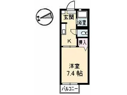 シャーメゾン楽山(1K/2階)の間取り写真