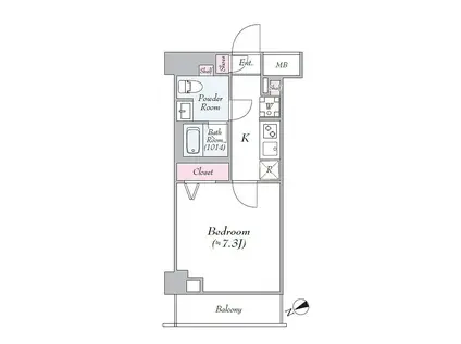 AZEST千住大橋(1K/6階)の間取り写真