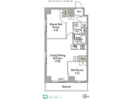 メトロステージ亀有(2LDK/4階)の間取り写真