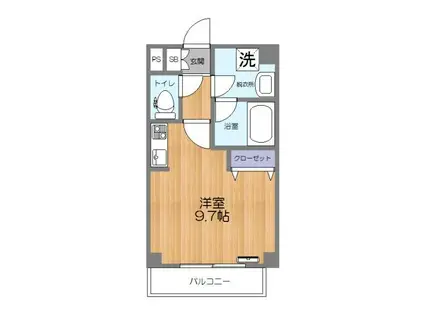 ウイングコート(ワンルーム/2階)の間取り写真