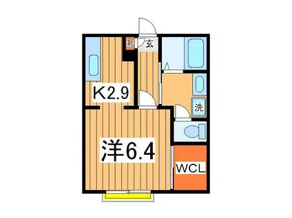 ＪＲ常磐線 柏駅 徒歩7分 2階建 築24年(1K/1階)の間取り写真