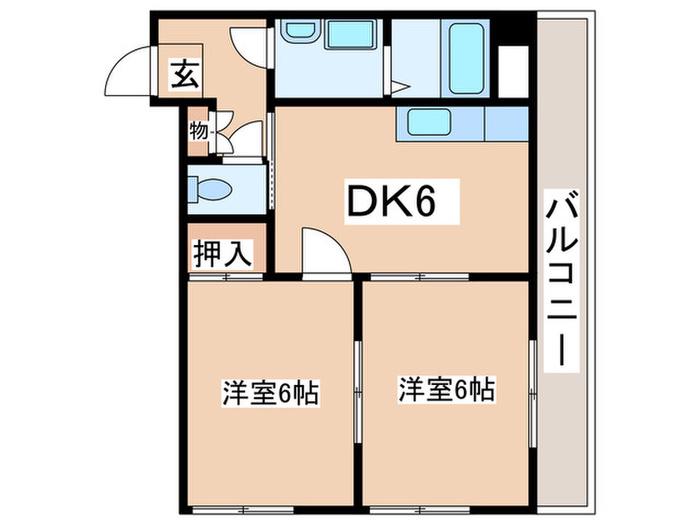 メゾンアリアス(2DK/2階)の間取り写真