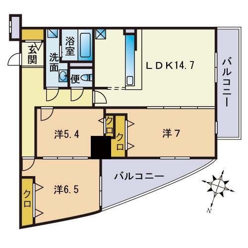 S-FORT警固タワー(3LDK/4階)の間取り写真