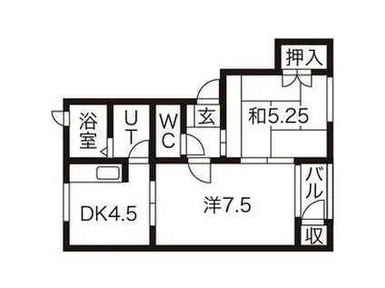 ミルリジェールD(2DK/2階)の間取り写真