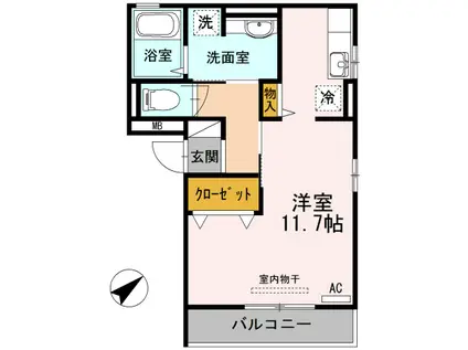 ドルチェ城南(ワンルーム/1階)の間取り写真