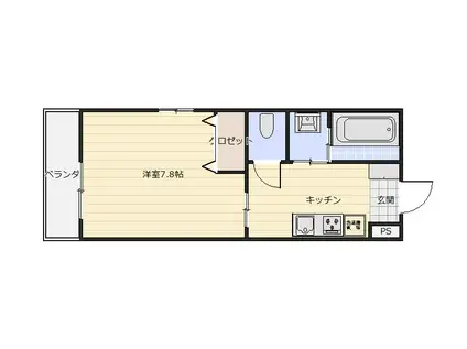 ベルフォーレ和多田(1K/1階)の間取り写真