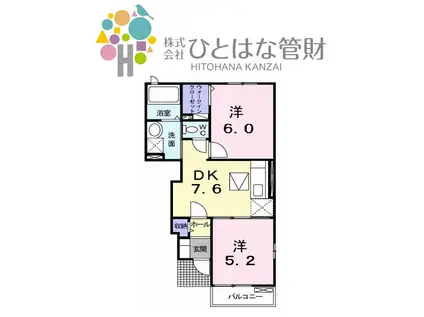 メディウムマレI(2DK/1階)の間取り写真