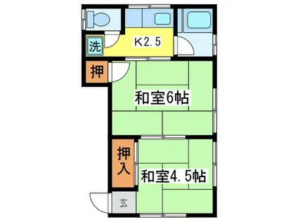 サニーハウス(2K/1階)の間取り写真